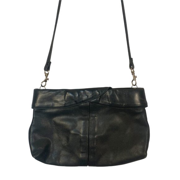Handbags - ⭐ 3/$15 Vintage Black Leather Shoulder Purse With Wrap Detail